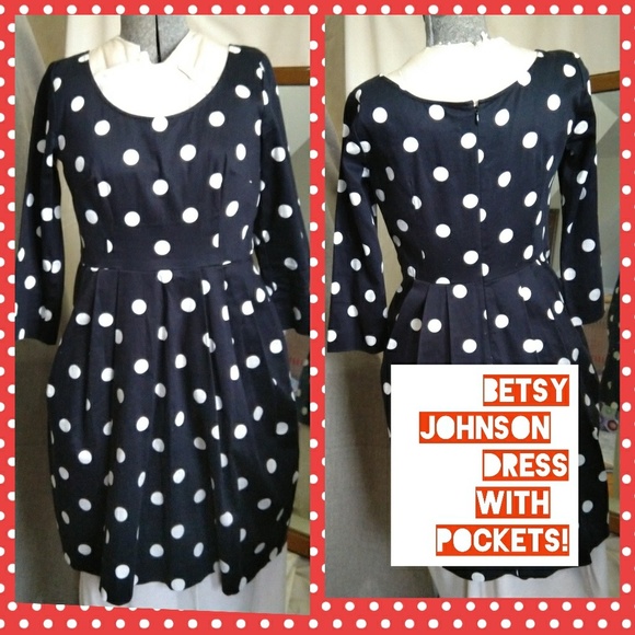Betsy Johnson Pink Label Pocket Polkadot Dress 4 - Picture 1 of 6